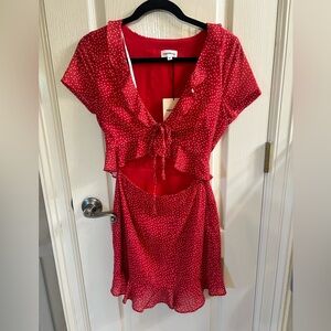 Superdown mercy red polka dot dress size XS
